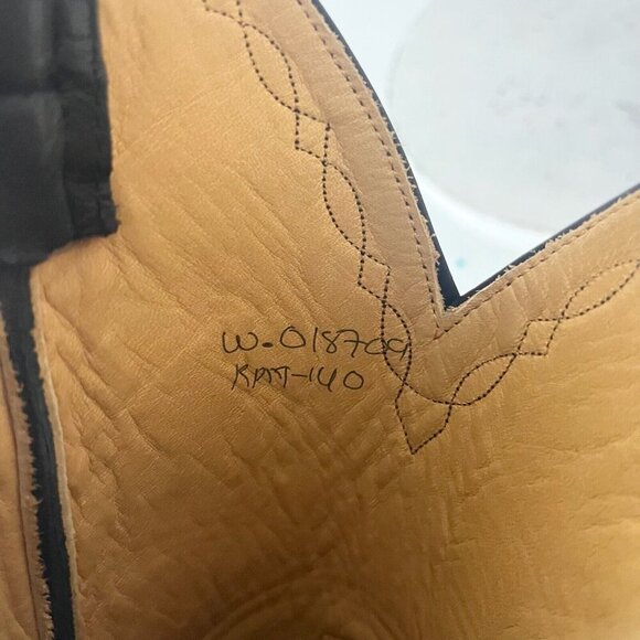 Rod Patrick Mens Cowboy Boots 10AA Black Caiman Leather Western Boots Blunt Toe - Picture 11 of 14